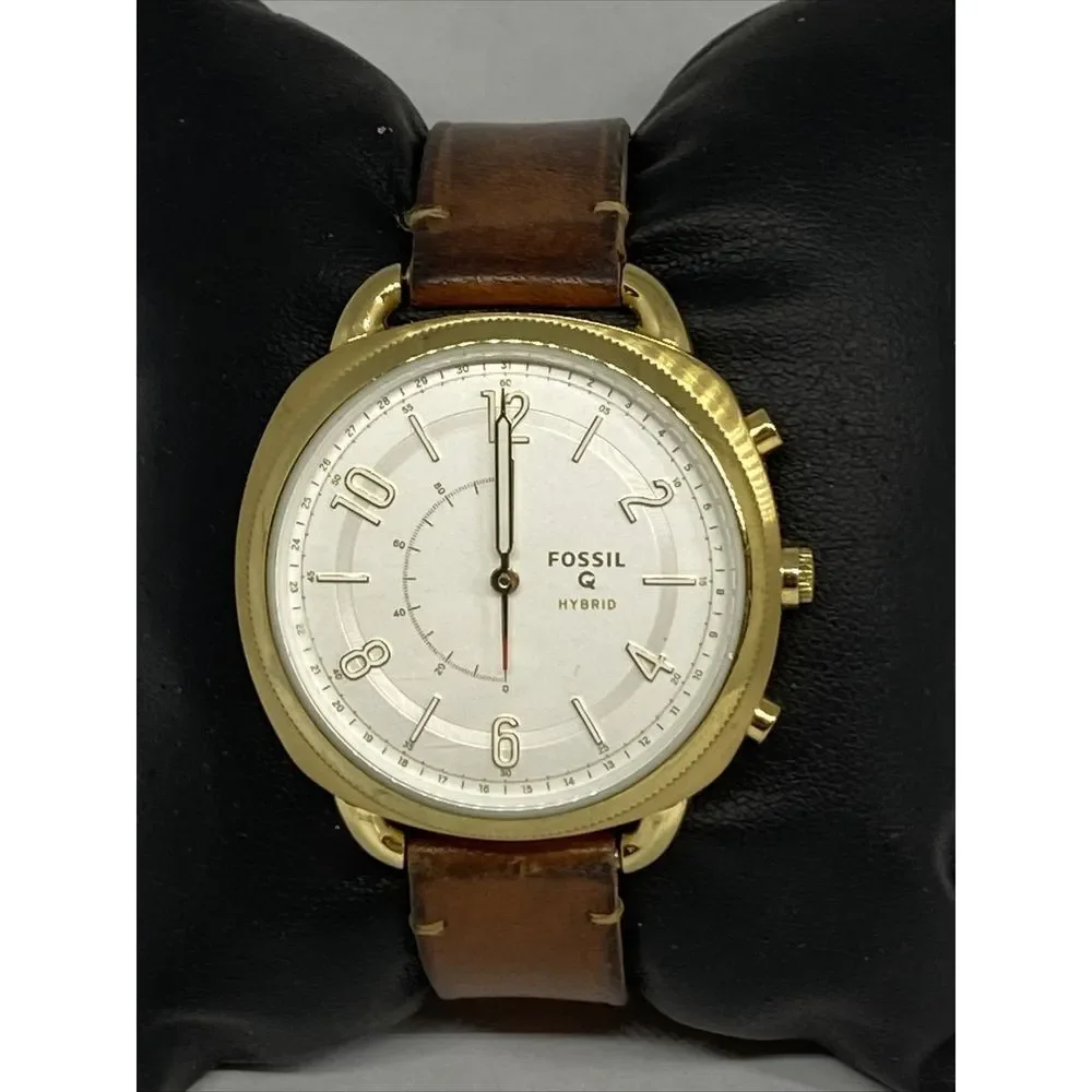 Fossil FTW1201 Women's Brown Leather Analog White Dial Hybrid Smartwatch XX727